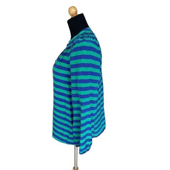 Lilly Pulitzer Green and Blue Striped Blouse 100% silk size XS - Picture 4 of 7